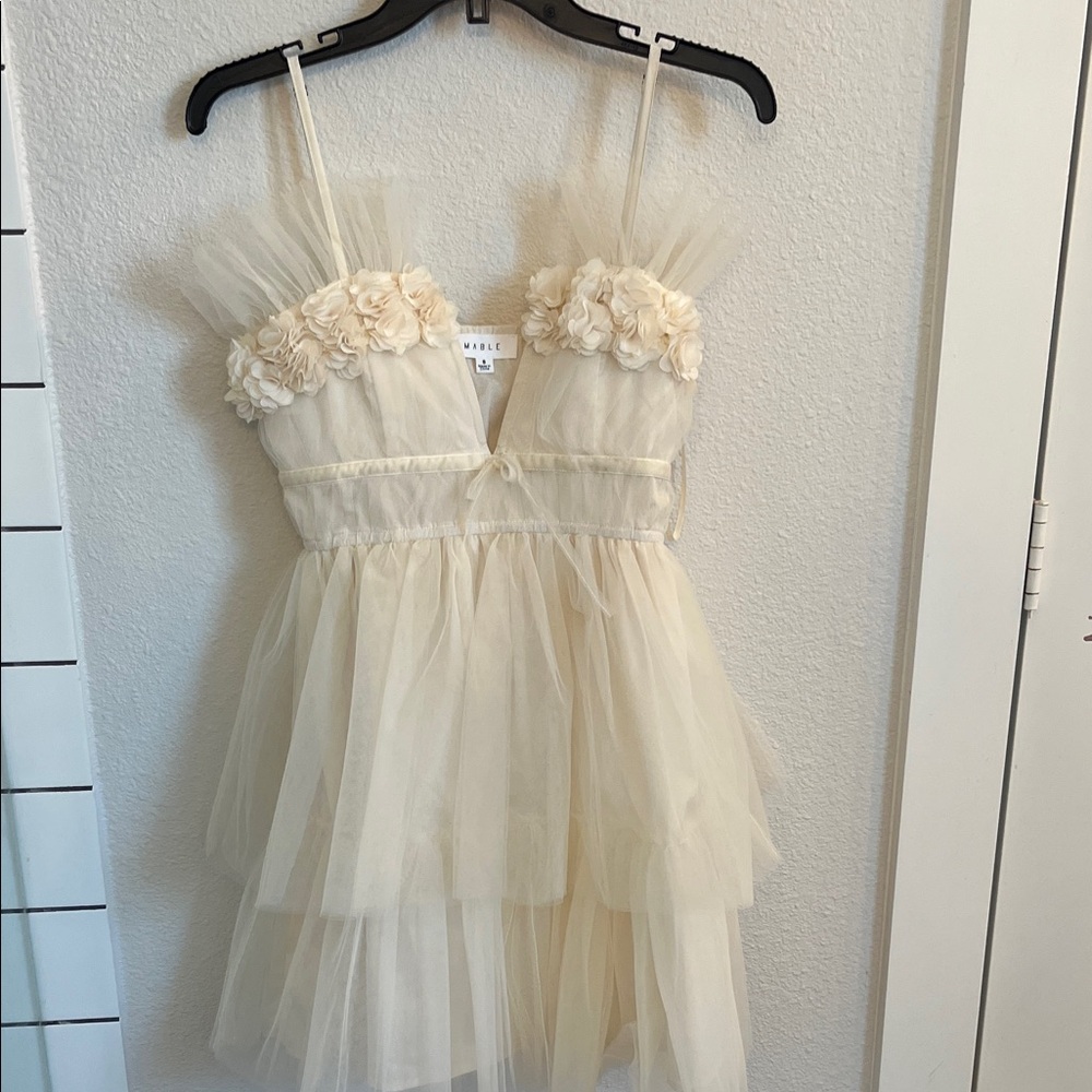 Elegant Cream Floral Mini Dress